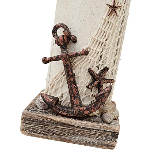 E-View Wooden Lighthouse Nautical Tabletop Figurine Beach Themed Ornaments With Starfish - Lighted Tower Light Wood Home Décor Party Decoration #TOP5