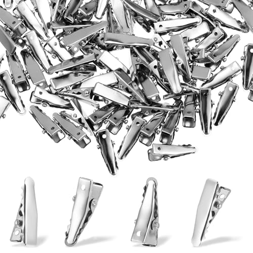 100 Piezas Pinzas de Cocodrilo para Cabello, Accesorios de Peluquería, Pinzas Metálicas Plateadas Pequeñas para Estilizar miniatura 1