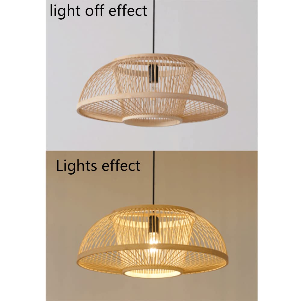 Naturalna pleciona wisząca bambusowa - stylowy żyrandol do kuchni, sypialni i jadalni (światło kolorowe, 40 cm)