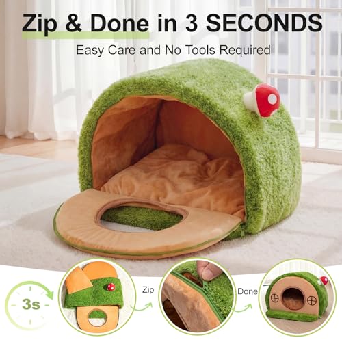 Cat House for Indoor Cats - Tree Hole Cat Bed Cave Hideaway | Enclosed Calming Shelter for Small Medium Pets, Removable & Washable Cushioned Pillow, Cute Kitten Bed with Anti-Slip Base - Image 7