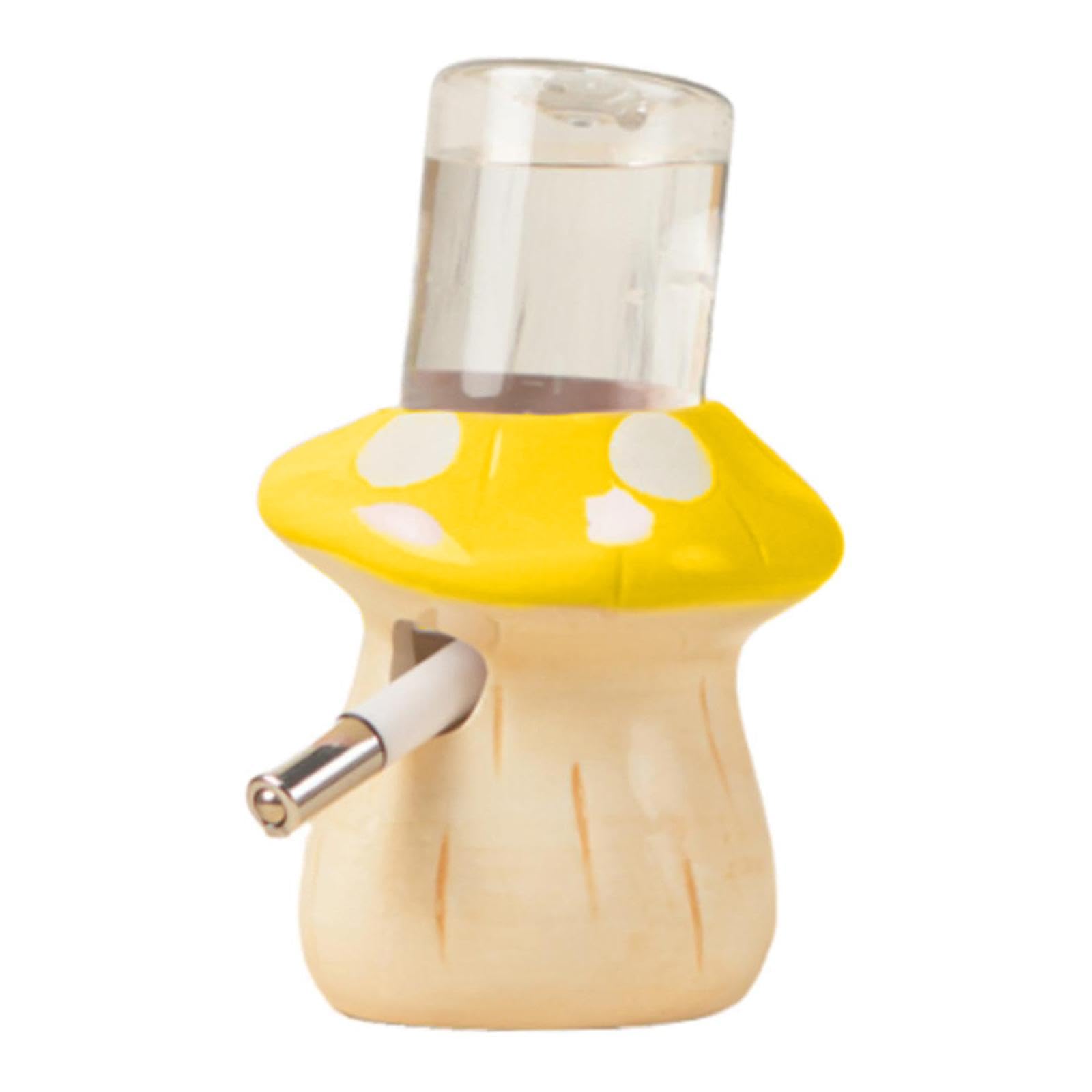 Hamster Water Bottle Dispenser Mushroom Ceramic Holder Leak Accessory Suitable for Guinea Pigs Rodent Cages Indoor Decoration, yellow