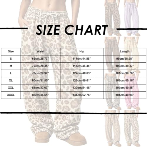 Womens Leopard Pants Baggy Wide Leg Sweatpants Fall Y2K Lounge Sweat Pants - image 4