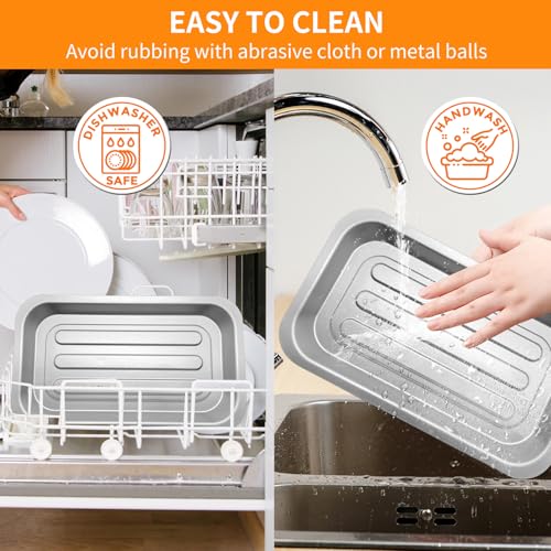 Image of 2 PCS Air Fryer Grill Pan for Emeril Lagasse Dual Zone 360 Air Fryer Oven 25 QT Extra Large, 11.5''x6.7'' Steel Air Fryer Tray Accessories Grill Plate Crisper Plate Drip Pan Replacement Parts