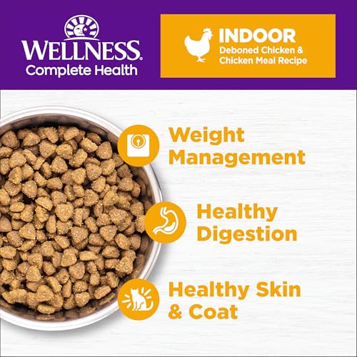 Wellness Complete Health Adult Dry Cat Food for Indoor Cats, Natural, Wholesome Grains Kibble, Chicken Recipe, 5 lb Bag - Image 2