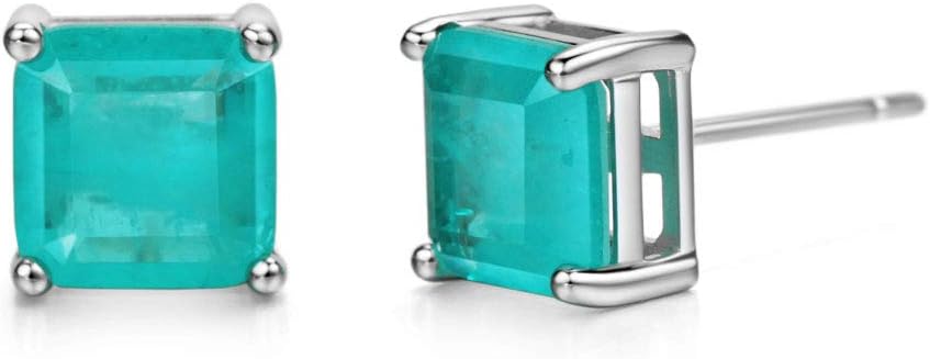 Michooyel S925 2ct Paraiba Stud Earrings Solitaire 4 Prongs Setting Tourmaline Earrings Gemstone Jewelry For Women