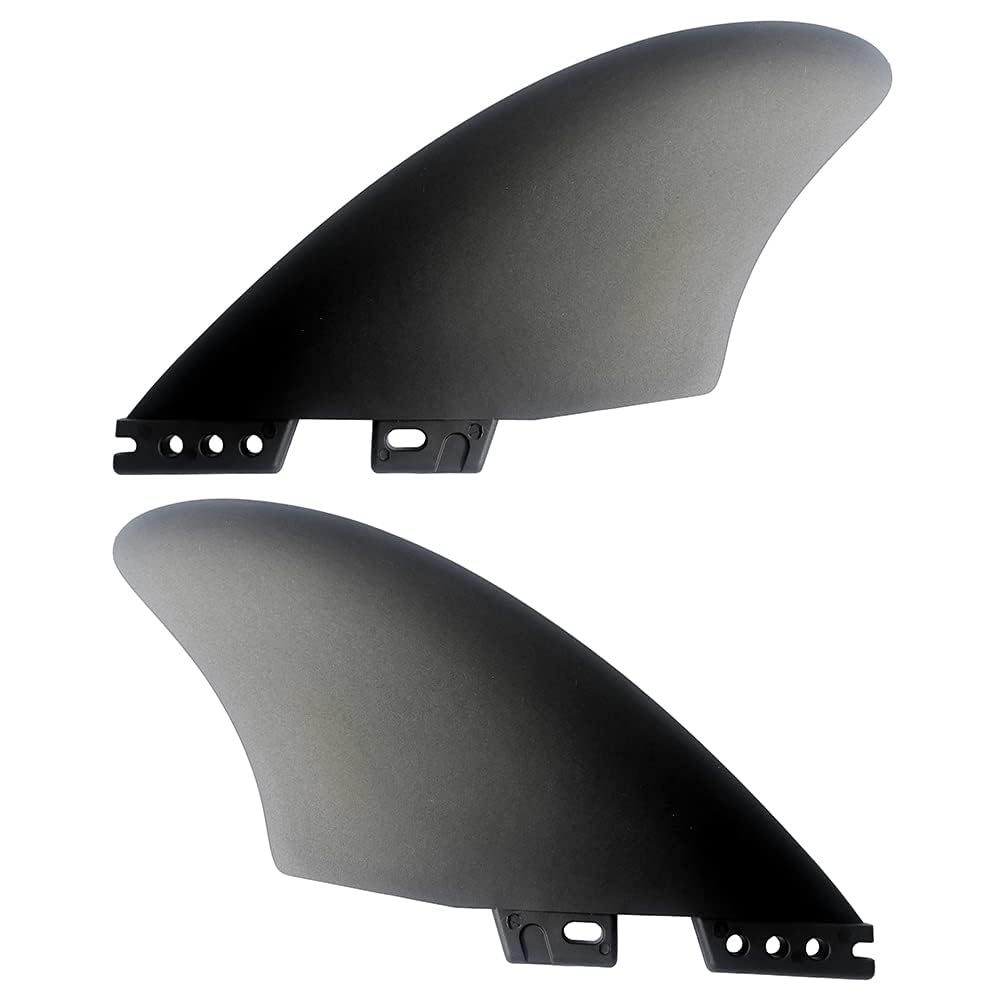 Twin Keel Surfboard Fins Set of 2 Black Nylon Fiberglass Double Tab FCS FCS II Compatible for Twin Fish Shortboards (for FCS II)