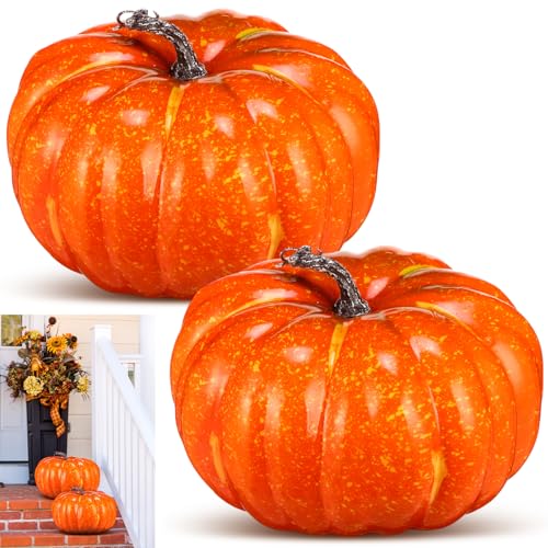 Colingmill 2 Pcs Thanksgiving Fall Large Yellow Foam Pumpkins 9.84