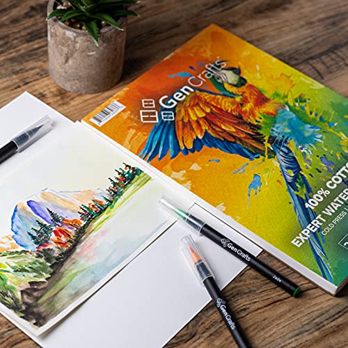 Gencrafts 100% Cotton Watercolor Paper Pad - A4 8.3X11.7" - 20 Sheets (140Lb/300Gsm) - Cold Press Acid Free Art Sketchbook Pad For Painting & Drawing, Wet, Mixed Media #TOP6