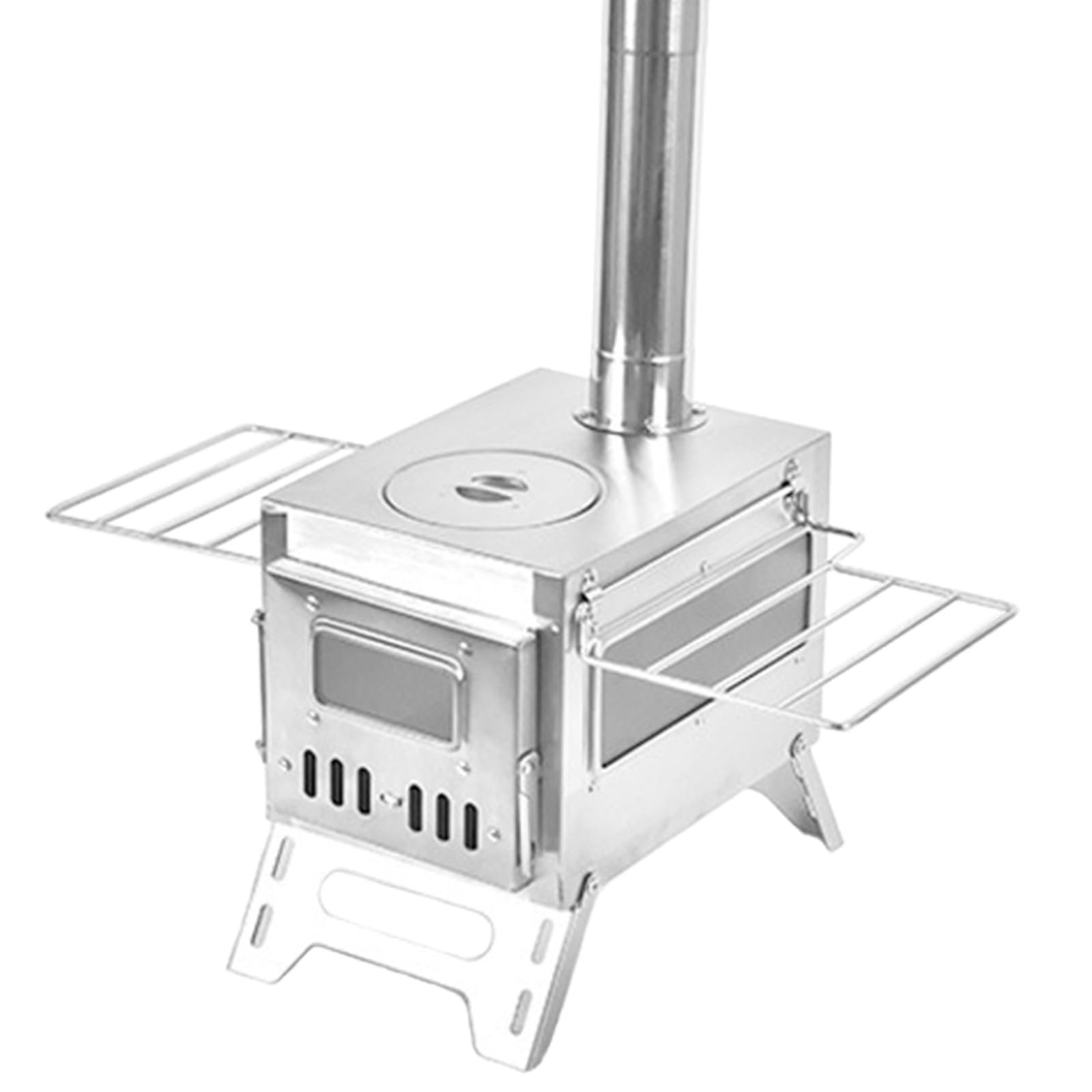 Hanzete - Stufa a legna da campeggio, in acciaio inox, pieghevole, con tenda, finestra, patio, caminetto, falò, cucina, ideale per picnic