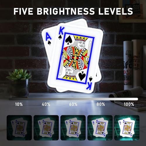 Image of inchA,K inchPoker Neon Signs for Wall Decor LED Playing Cards Neon Light for Poker Room Casino Bar Man Cave Decorations Bedroom Birthday Party Gift for Teens Poker Players