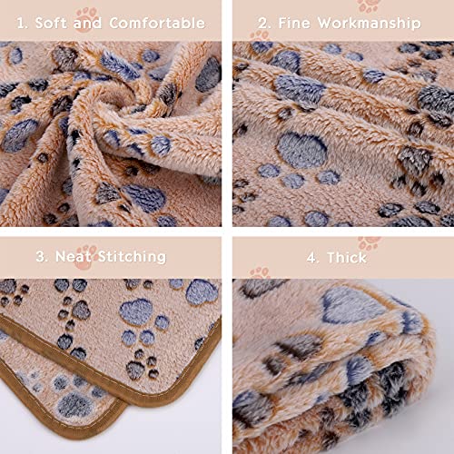 Pedgot 4 Pieces Fluffy Dog Blankets with Paw Print 30 x 20 Inches Soft and Warm Pet Throw Blankets Sleep Bed Mat for… - Image 4
