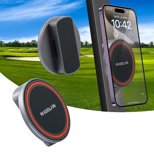 Aluminum Alloy Magnetic Golf Cart Phone Mount with N52 Magnets, Golf Accessories Compatible with MagSafe iPhone 16 Pro Max Plus 15 14 13 12 Mini Fits EZGO Yamaha Club Car Icon, Coolest Golf Gift
