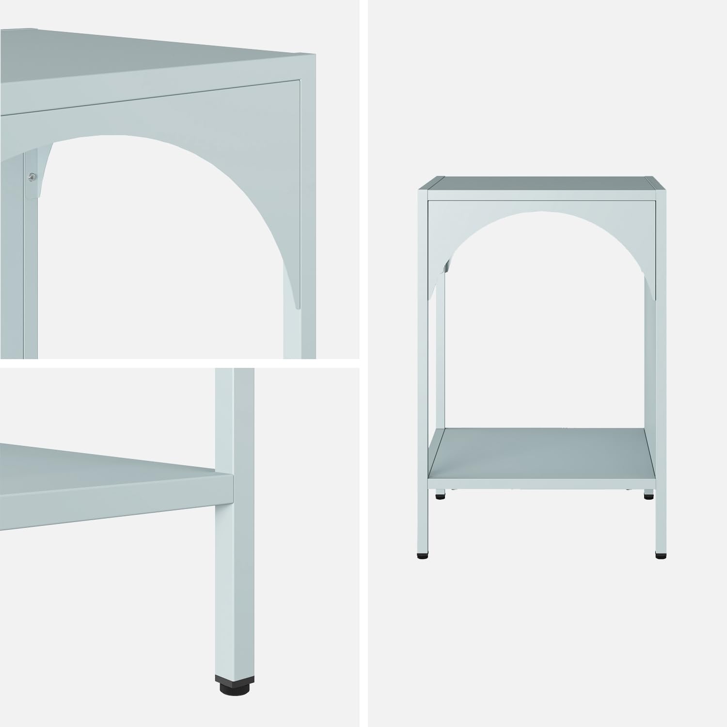 sweeek - Lot de 2 Tables de Chevet. Tables d'appoint en métal Style Industriel. Bleu Clair. L 35 x l 35 x H 52cm