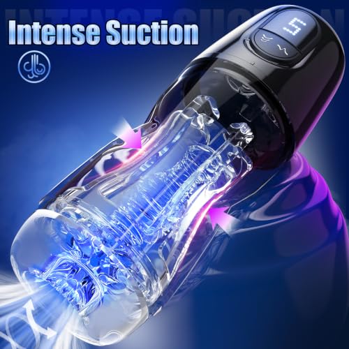 Image of EINSEO Male Masturbator with 5 Suction & 9 Vibration Modes | APP control, LCD display, transparent 3D sleeve, diamond grip, USB-C charging