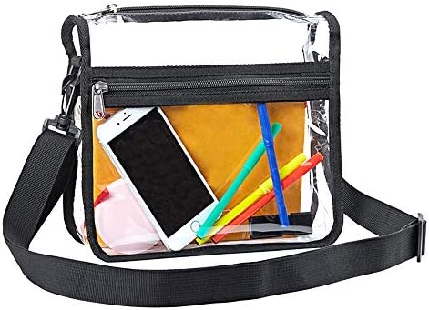 Edraco Clear Crossbody Purse Bag - Stadium Approved, Gym Clear Shoulder Tote Bag with Front Pocket and Adjustable Strap for Women, Men