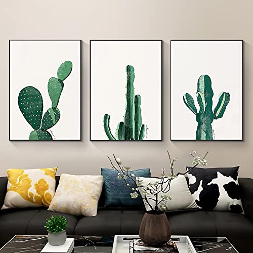 Peinture sur toile cactus décoration murale grand format 70x100cm x3