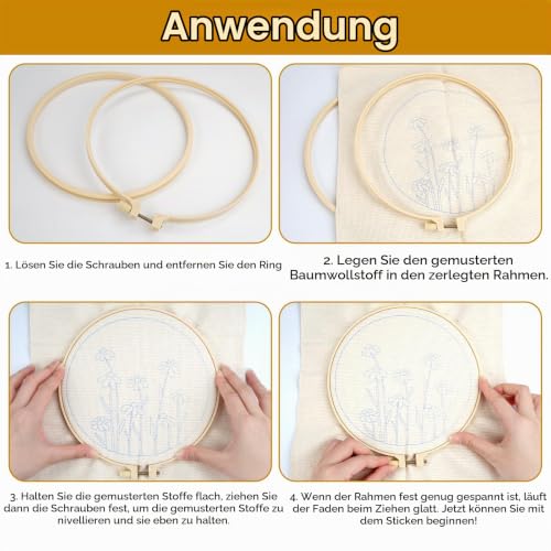 TESSTSY Punch Needle Blumenstickerei Starter Set mit Stickrahmen und Anleitung – Bild 4
