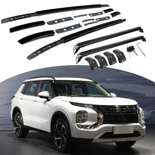 Upgrade Roof Rail Racks Side Rail Bar Fits for Mitsubishi Outlander 2022 2023 2024 2025 (Black+Black)