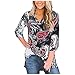 Produktbild Hniunew Damne Oberteile Mit Leopardmuster, Casual Langarm T-Shirt ÄRmel Aufrollen Bluse Hemd Langarmshirt Sexy V-Ausschnitt Floral Tees Shirt Elegante Somer Bluse Tops Damenbluse