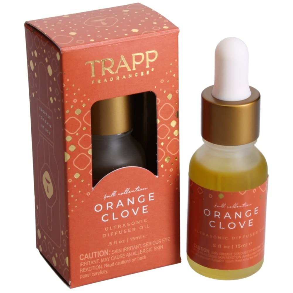 Trapp0.5oz Ultrasonic Diffuser Oil - Orange Clove - Seasonal Scented Oil for Ultrasonic Aroma Diffuser - Notes of Juicy Orange, Cinnamon, Freshly Ground Clove