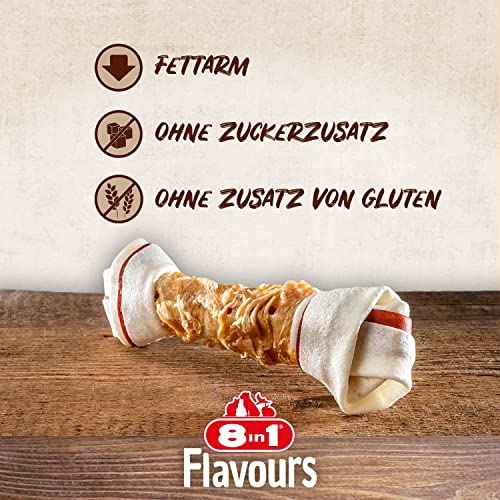 8in1 Triple Flavour Knochen L - leckerer Hundeknochen mit Hähnchenfilet, Schweine- und Rinderhaut, 1 Stück