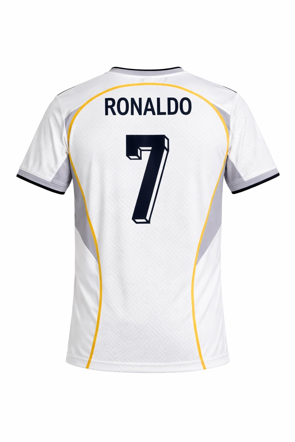 Ronaldo #7 Soccer Jersey, White with Yellow and Black Trim, Men's Football Kit-picture-27