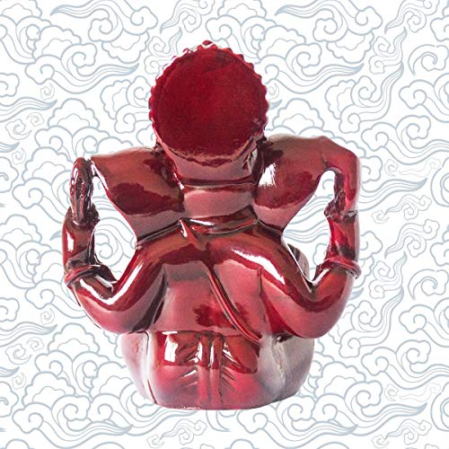 Estatua de Ganesh Dios Hindú de Resina 4.5 in Rojo Oscuro miniatura 4