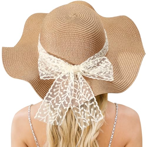 Image of Beach Hats for Women, Sun Straw Hat for Women, UPF 50+ UV Sun Protection Sun Hat Womens, Foldable Floppy Sun Hat