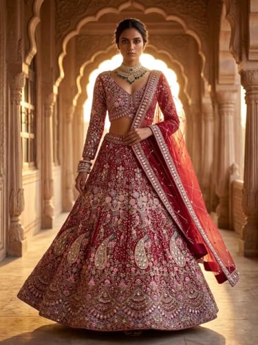 Image of Lehenga choli For Womens and Girls Soft Butterfly Net Lehenga Choli with Coding Sequins Work Dupatta | Semi Stitched Designer Ethnic Set