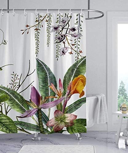 wtisan Shower Curtain,Tropical Shower Curtain,Waterproof Fabric Shower Curtains for Bathroom with 12 Plastic Hooks, 72x72 Inch