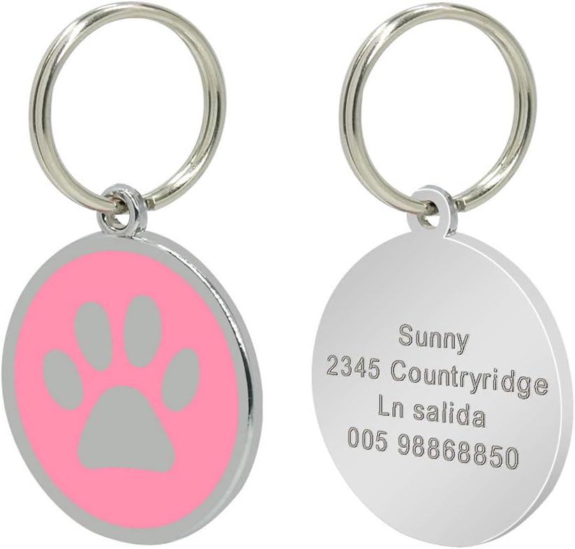 SOCHII Wholesale 80pcs/lot Dog Id Tags for Cat Dog Personalized Pet Puppy Cat Tag Customized Collar Pendant Accessories 8 Colors Pink Free Size