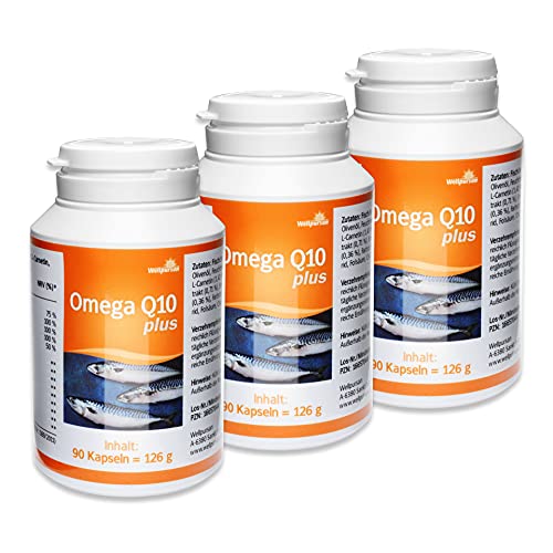 Wellpursan Omega Q10 plus Kapseln, mit Omega-3-Fettsäuren aus Fischöl, DHA, EPA und Vitaminen, 270 Kapseln hochdosiert Cover