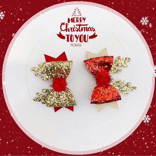 AYNKH 2 works Christmas Hair Clip, Reindeer Antlers Headdress, Cute Bow Ties Antlers Ears Hair Pins - Image 4