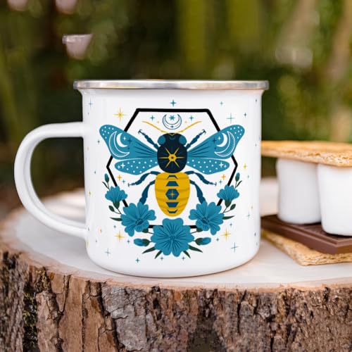 Taza de Camping Enamel Celestial Bee 12 oz miniatura 4