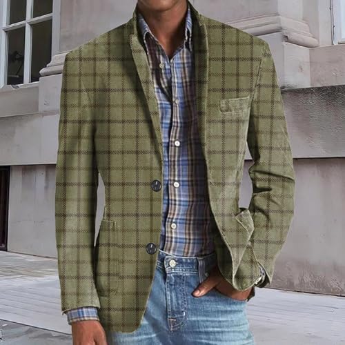 Plaid Blazer Men Vintage Notched Collar Suit Jacket Slim Lightweight Sport Coats Business Work Blazer with Pocket4