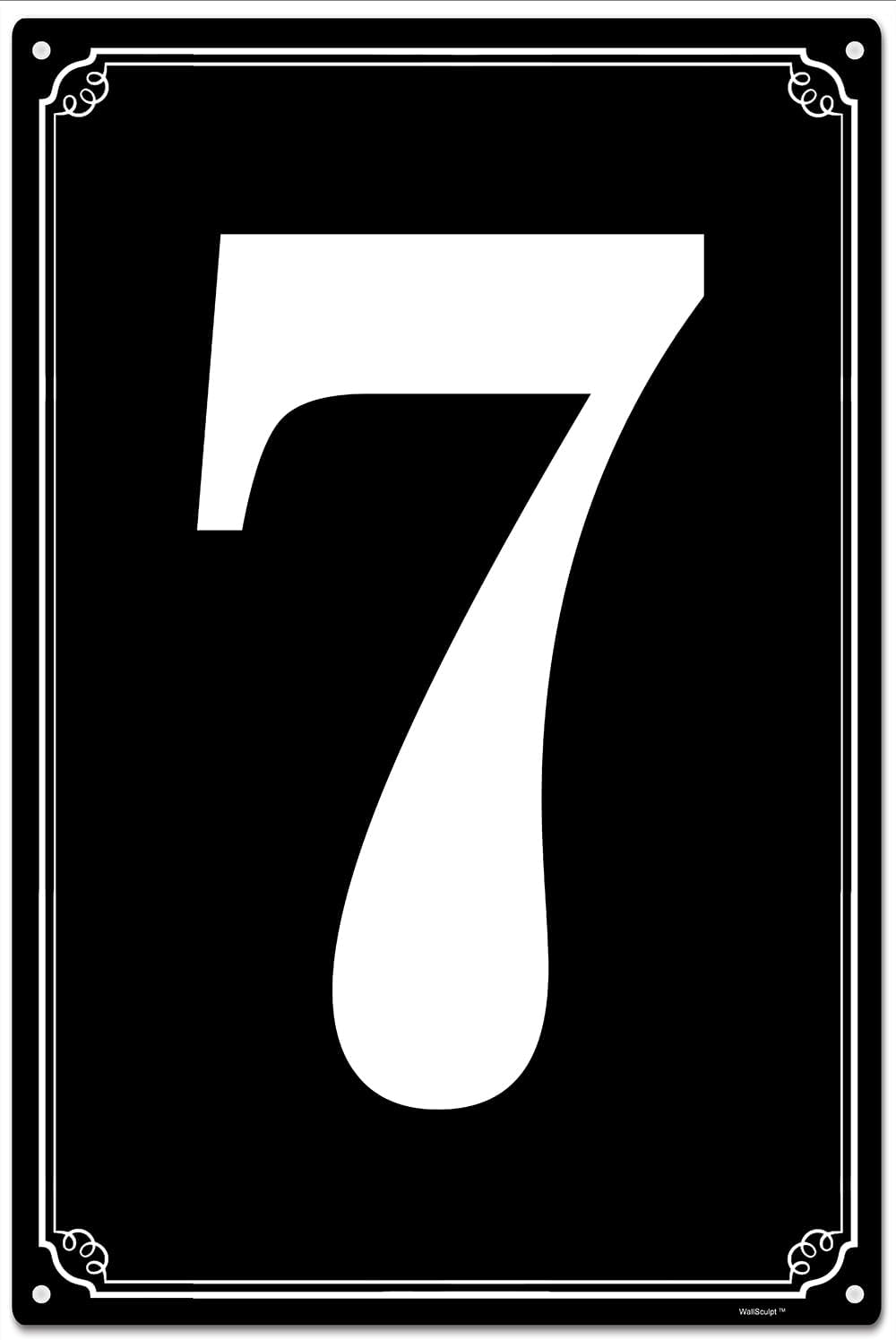 8x12 inch Metal Number Sign 7, Parking Spot Aluminum Signs, Weatherproof, Fade-Resistant, Black/White, Ideal for Outdoor and Indoor Use