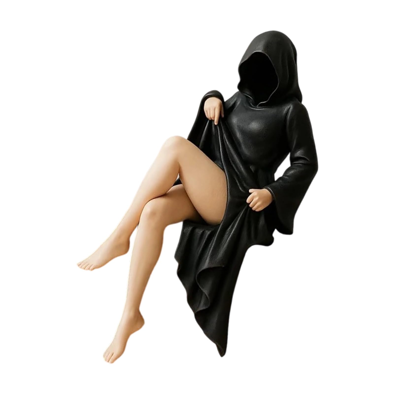 ZBIianxer Resin Art Statue Home Decoration for Bookshelf Display Mysterious Bookshelf Sculpture Black Robe Female Figure Mysterious Fantasy Sculpture