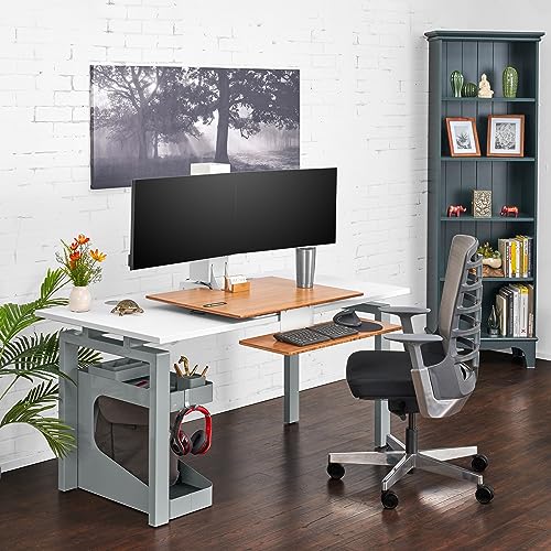 Image of UPLIFT DESK - E7 Electric Standing Desk Converter, Black Base, White Eco Worksurface (Single Monitor)