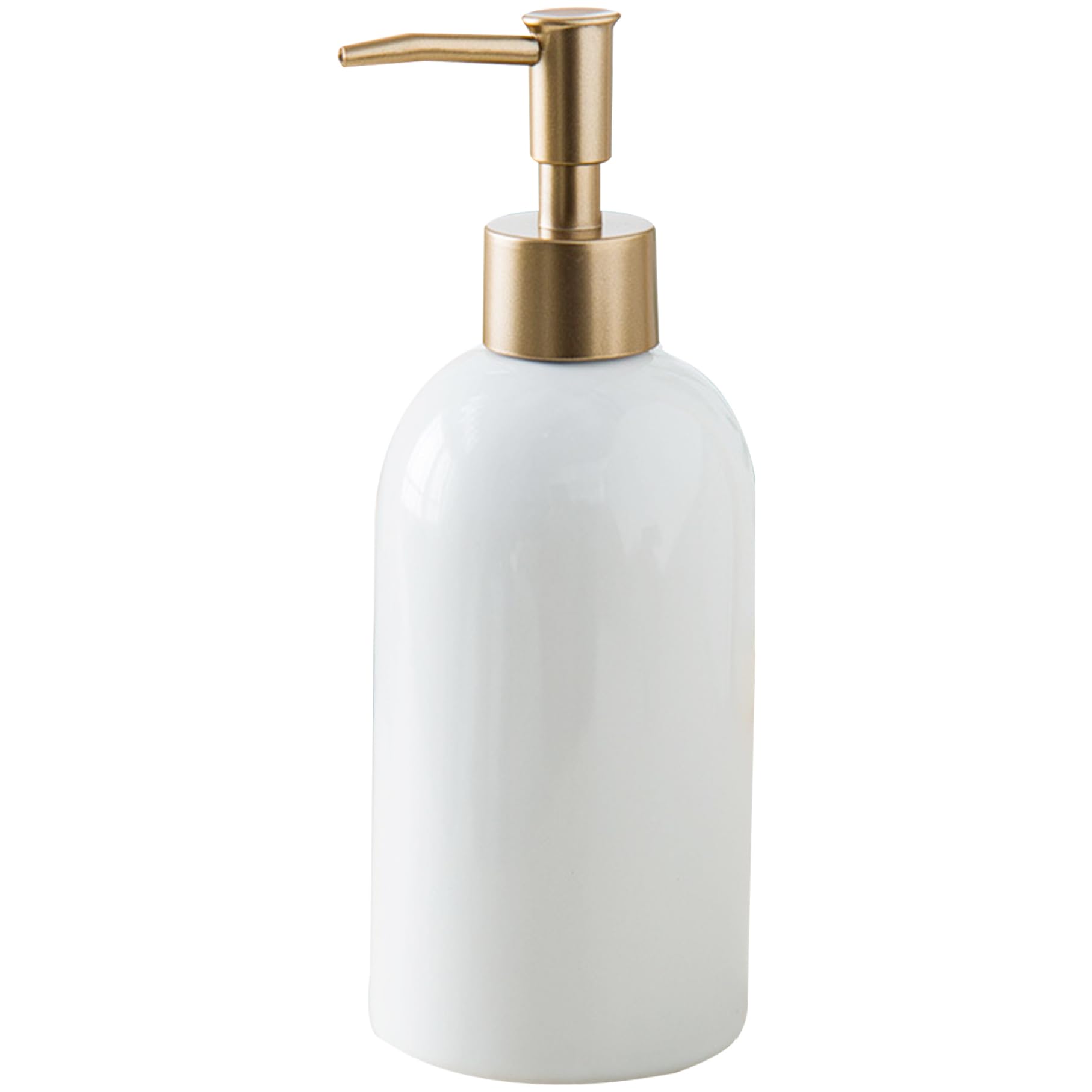 Hotainoys White Ceramic Soap Dispenser, 420Ml/14Oz Liquid Soap Dispenser With Gold Pump, Refillable Hand, Non Slip Dish For Bathroom/Kitchen Hand