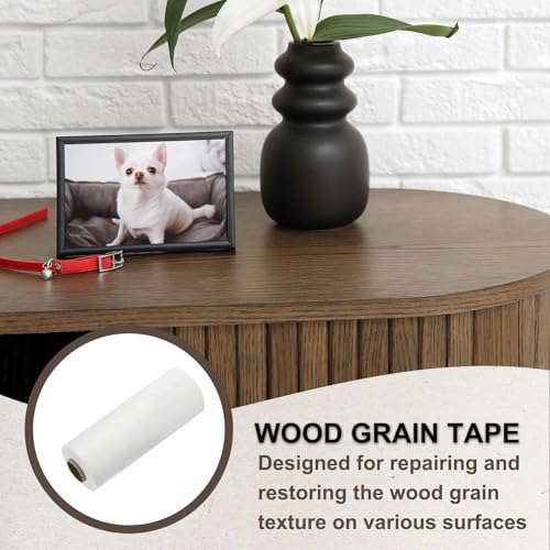 Image of PATIKIL Wood Grain Tape 4.7 inch x 32 ft, Self-Adhesive Wood Texture Repair Tape Realistic Wooden Effect Patch for Furniture Cabinets Floor Walls, White Wood Grain