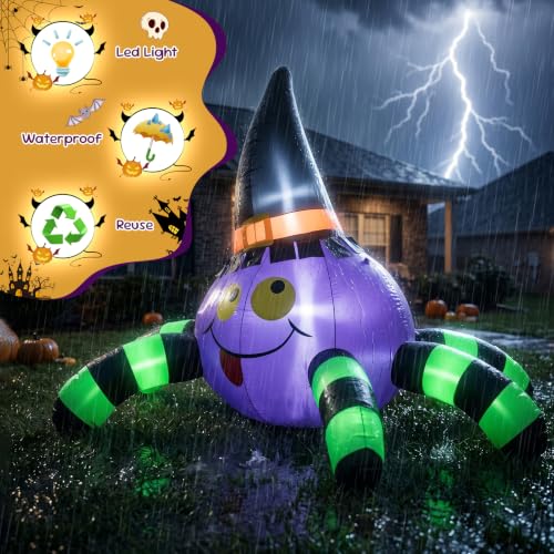 8FT Halloween Inflatable Witch Spider with LED Lights - image 5