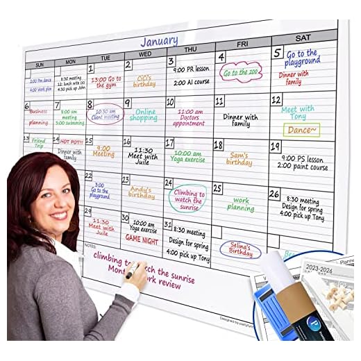 Dry Erase Monthly Extra Large White Board Calendar for Wall, 38" by 50", Jumbo Laminated Erasable One Month Whiteboard Calendar, Huge Oversized Blank 30-Day Poster with Lines and Squares