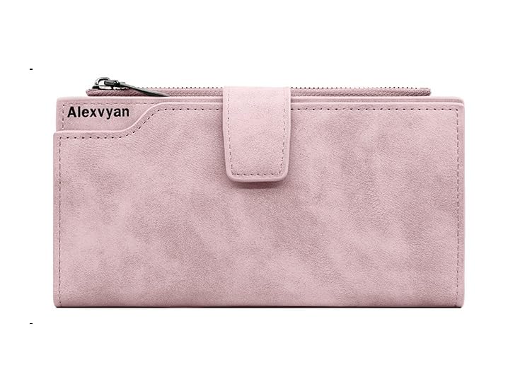 Pink Long Bi-Fold Women's Purse Wallet Card Organizer Female Hand Purse Clutch Women/Ladies/Girls Wallets 23 Card Holder 6 Long Pocket -1 Zipper Long Coin Pocket-image-30