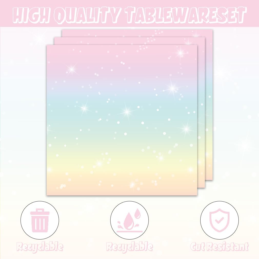 40Pcs Pastel Rainbow Party Decorations Disposable Birthday Plates And Napkins Serves 20 Rainbow For Girls Birthday Baby Shower Party Decorations - Image 4