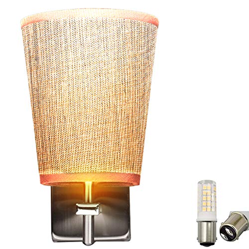 Facon Led Rv Round Fabric Light Fixture With Flared Wall Sconce(1 X Ba15D Bulb Includded), Wall Mount Led Decor Lamp With Switch, 12Volts Dc Interior Light For Rv Motorhome Camper Trailer #TOP15