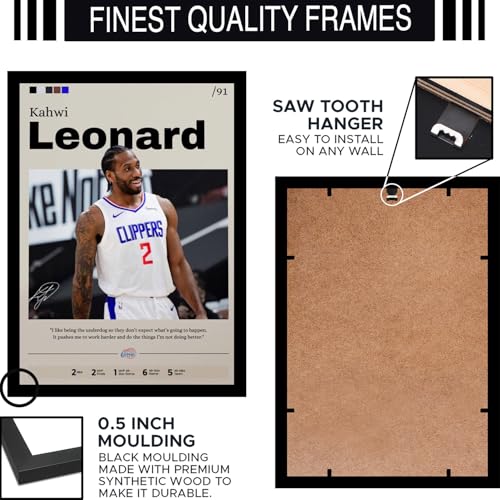 Image of BLINKART Kahwi Leonard | Nba Basketball Player | Synthetic Wood Photo Framed Wall Hanging Poster For Room & Office Bedroom Living Boys And Girl Room Home Wall Hanging | 12x18 Inches