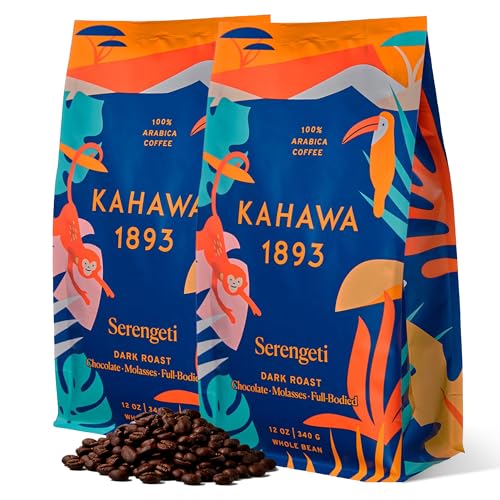 Kahawa 1893 Whole Bean Coffee Dark Roast Serengeti Blend 24 Oz