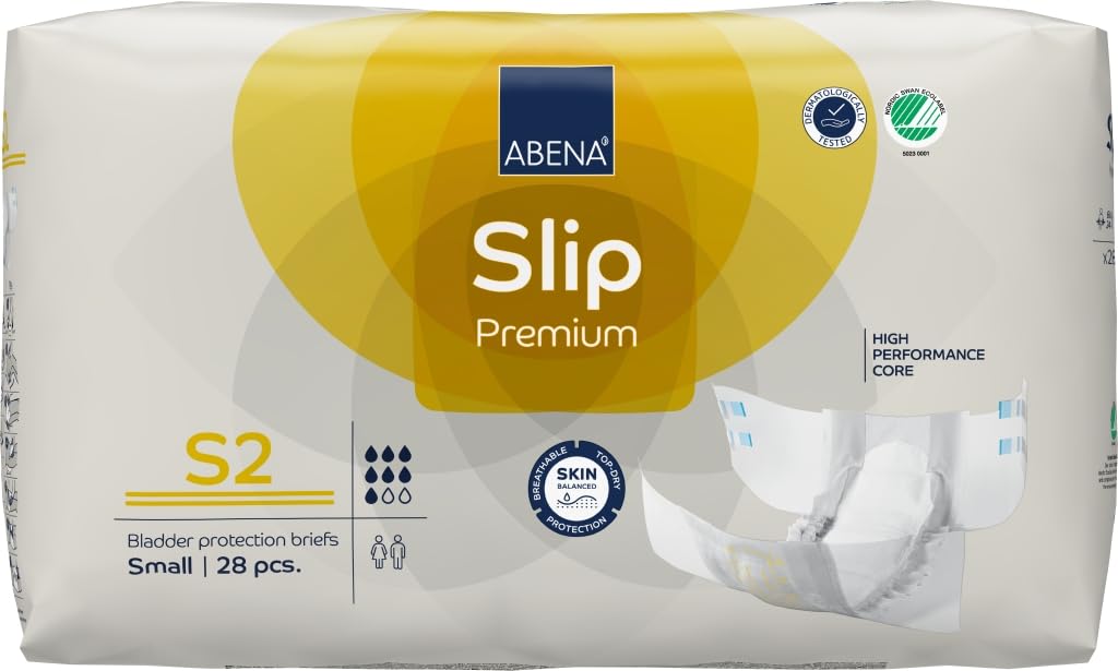ABENA Slip Premium All-In-One Incontinence Pads For Men & Women, Eco-Labelled - Small 2, 60-85cm Waist, 1800ml Absorbency, 3x 28PK