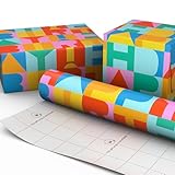 Hallmark - Mini rollo de papel de regalo de cumpleaños (letras de bloque de arcoiris) para cumpleaños de niños, 40...