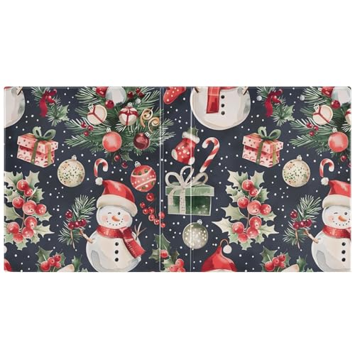 Image of Christmas Snowman Gift 3 Ring Binder with 2 Interior Pockets 1.5 inch Binders 3 Ring Heavy Duty Fit 8.5 inch x 11 inch Letter Size for Office School, 2 Pack